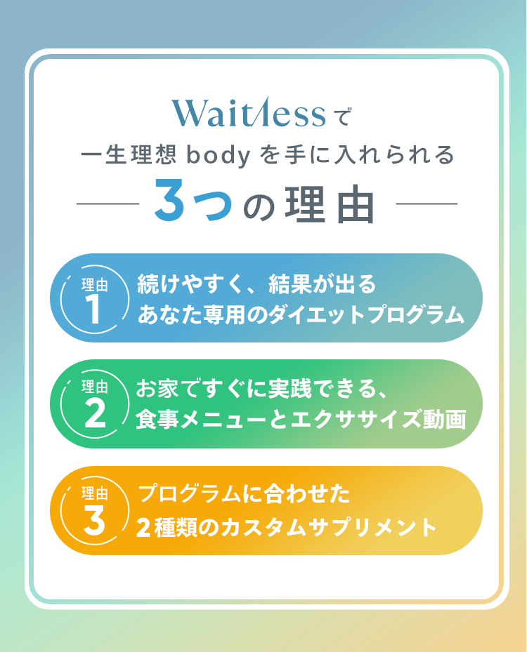 waitlessで一生理想bodyを手に入れられる3つの理由